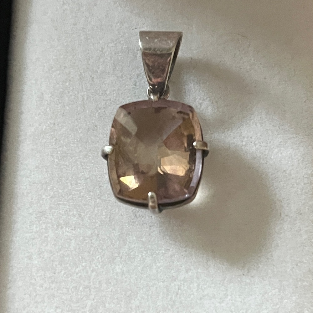 Cut Scapolite and Sterling 950 pendent